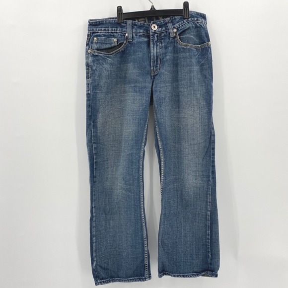 Vintage Helix Jeans Mens 32x30 Blue Med Wash Cotton Boot Fit Denim Baggy Y2K - Picture 2 of 9